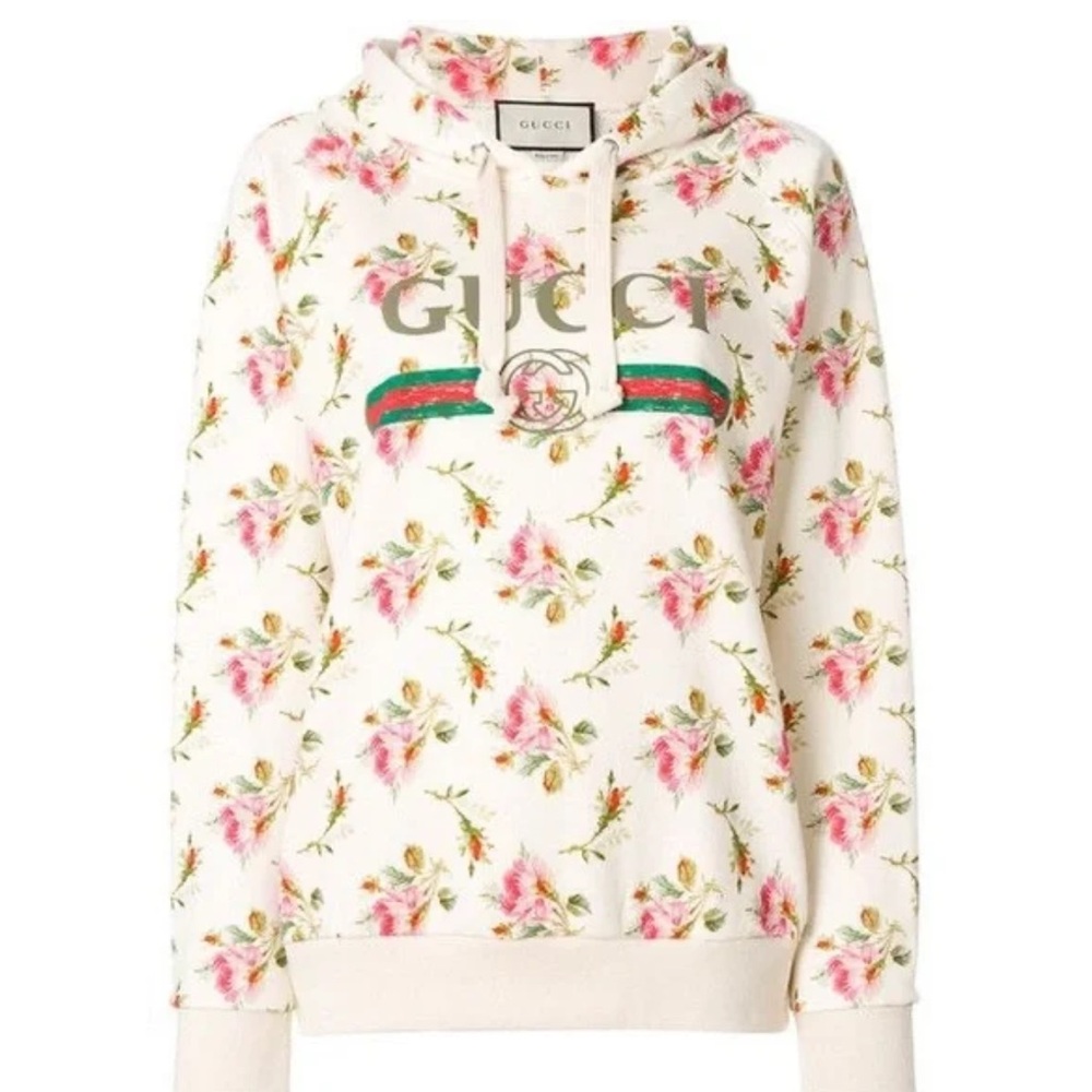 GUC Gucci Cream and Pink Floral Hoodie
